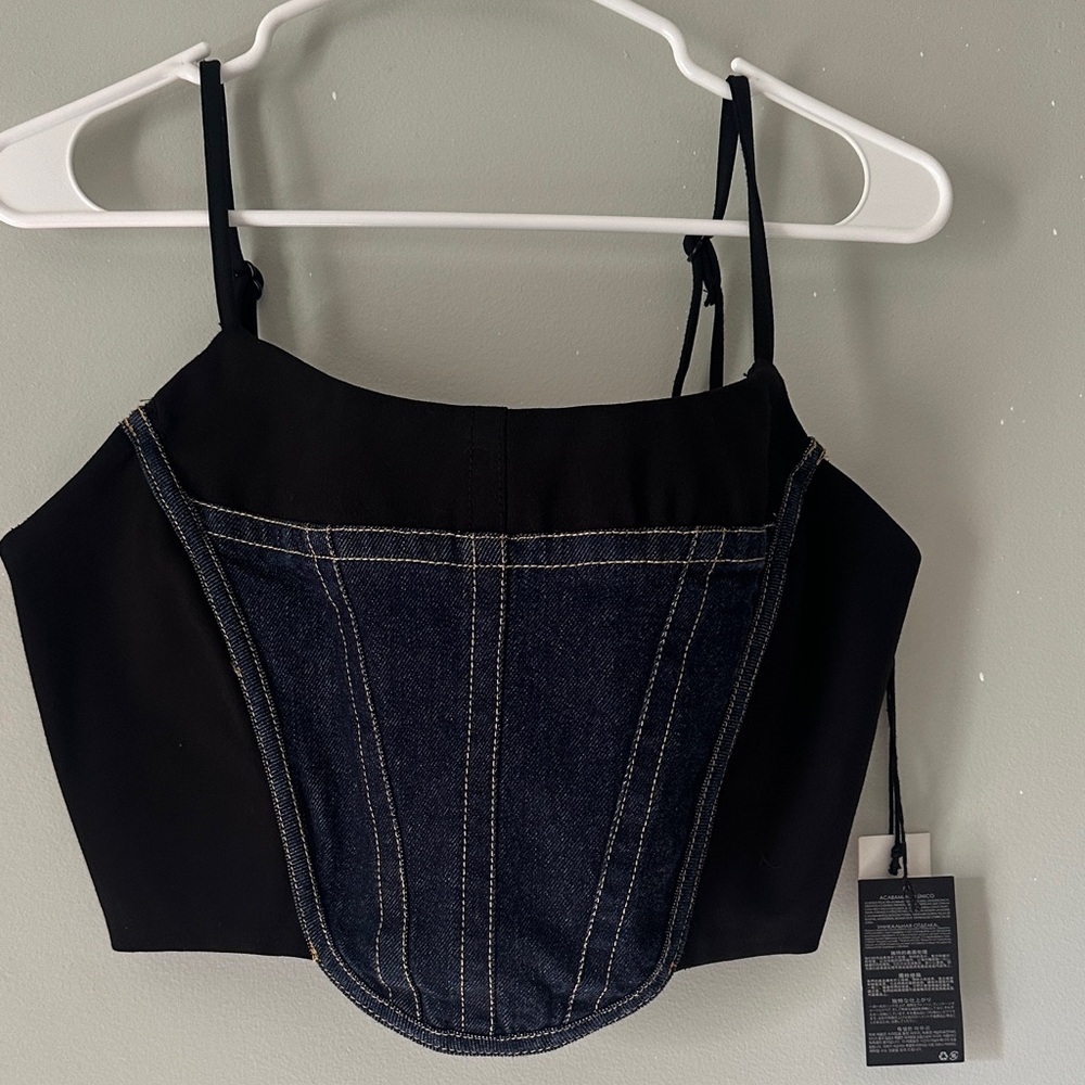 Forever 21 Black and Denim Crop Top